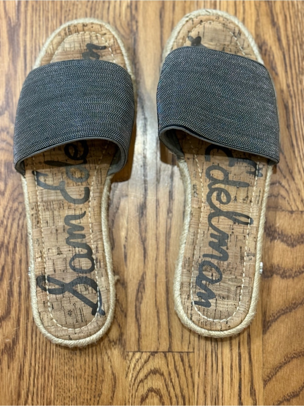 Sam Edelman Gray Fabric Slide Sandals